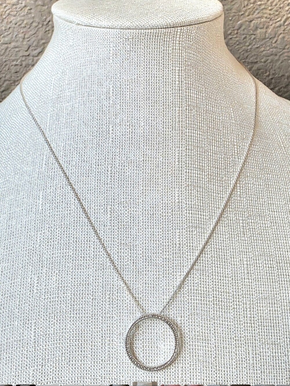 925 sterling silver pave eternity circle pendant 18" necklace